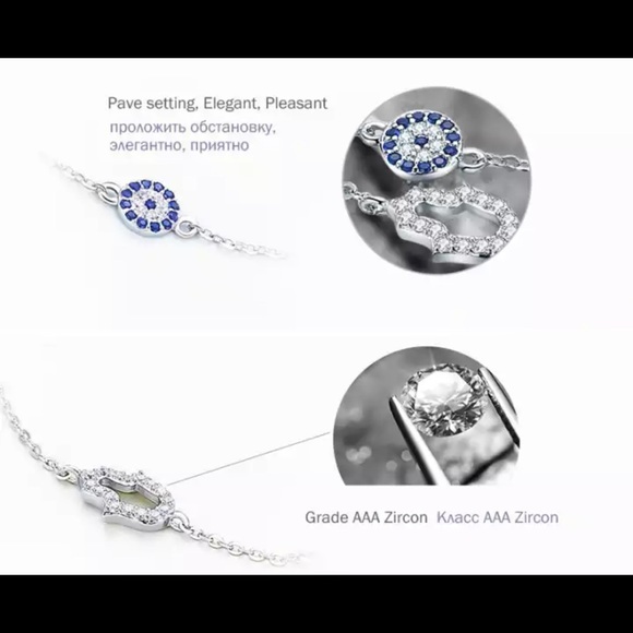 🪬New Lucky Evil Eye Hamsa Hand Bracelets 925 Sterling Silver🧿 - Picture 6 of 12